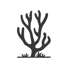 A dark coral silhouette in a flat vector style