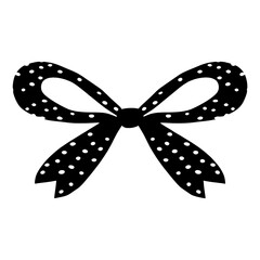 Bow ribbon polka black white vector