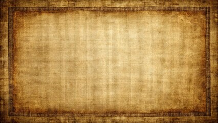 Fototapeta premium 8K 16:9 3D render. Grunge sepia backdrop: vintage linen texture, distressed burlap, weathered canvas, empty frame.