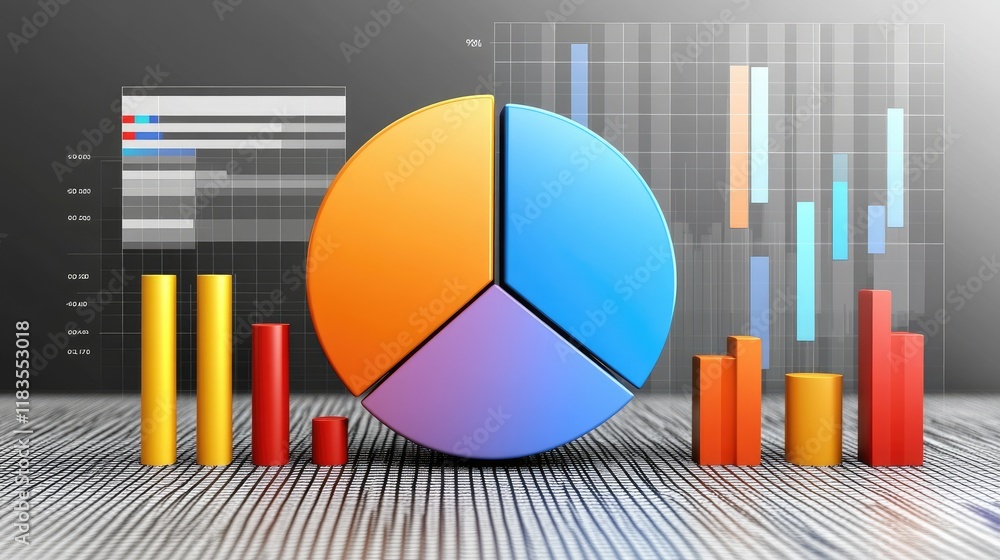 Poster data visualization 3d chart business analytics