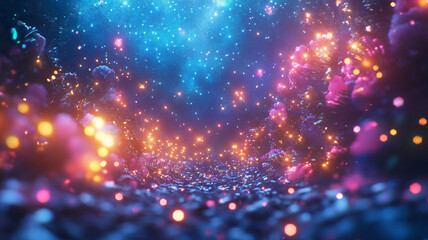 Obraz premium Dark cosmic scene with bright stars in a surreal atmosphere 