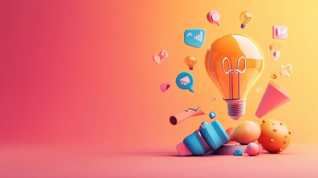 Bright Ideas  Innovative Concepts and Creative Solutions  Digital Marketing and  Technology  Abstract 3D Render