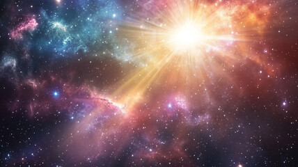 Obraz premium Astral landscape with colorful stardust spreading across the universe 