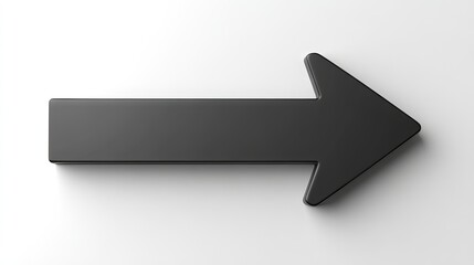 Black 3D Arrow Pointing Right on White Background