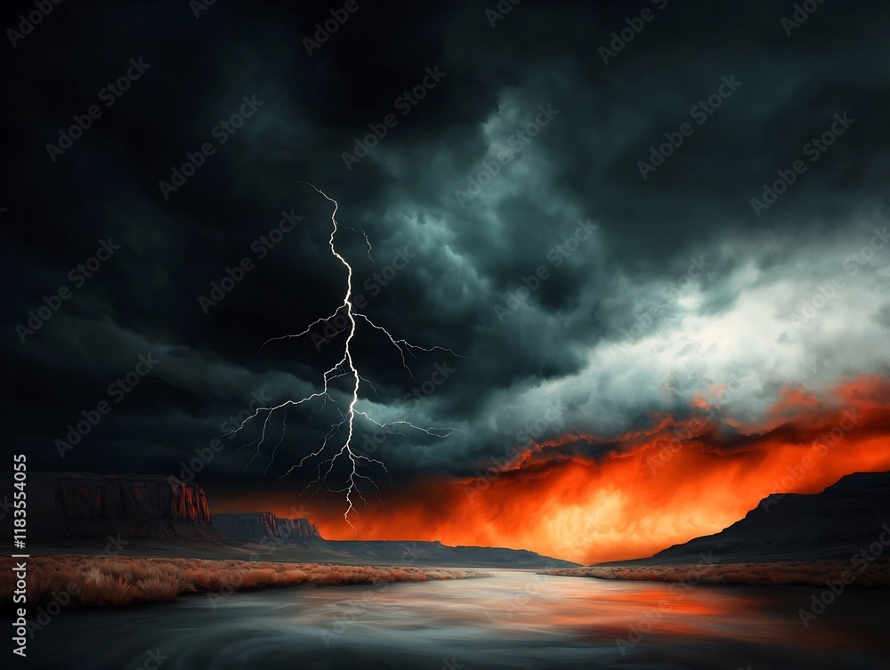 Poster mesmerizing electrical storm unleashing a dynamic display of crackling lightning bolts twisting and 