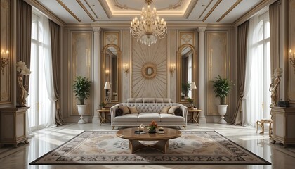Obraz premium Elegant Living Room Decor Luxurious Classic Interior Design