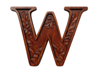 Rustic wooden letter w with delicate floral accents for personalized decor 