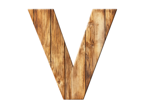 Rustic wooden letter v on dark background, a captivating design element for modern and vintage aesthetics