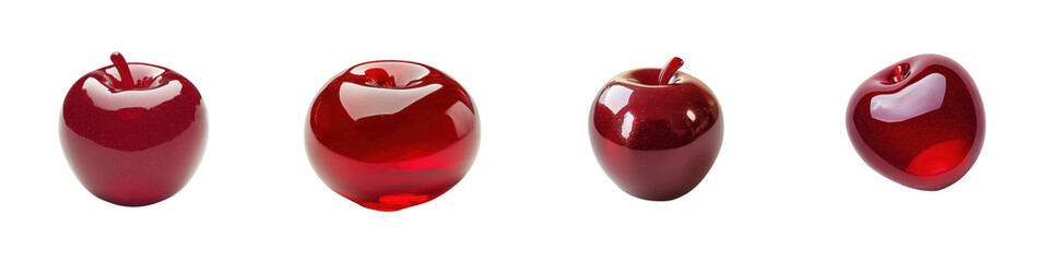 Close up photography of a group of vibrant ripe red apples arranged in a natural still life composition  The apples have a shiny glossy appearance and appear fresh juicy and ready for consumption