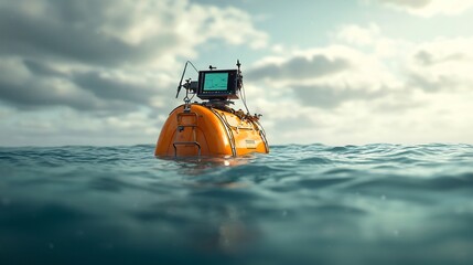 Fototapeta premium Offshore hydrographic survey team mapping the seafloor and charting the underwater terrain informing offshore infrastructure placement