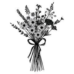 Daisy and Dried Flower flower drawing bouquet vector