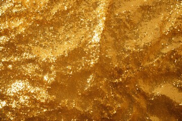 Golden sequined fabric shimmering under light, creating a festive and glamorous background