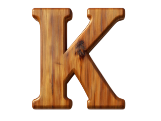 Rustic wooden letter k on a black background, captivating monogram