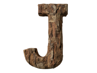 Rustic wooden letter j on a dark black background, vintage typography image 