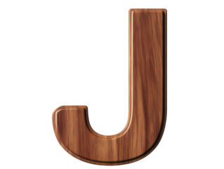 Rustic wooden letter j, a vintage alphabet character for craft and design 