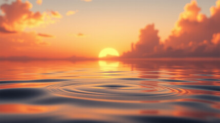 Fototapeta premium A serene sunset reflecting over the ocean waves with vibrant orange and red hues in the sky