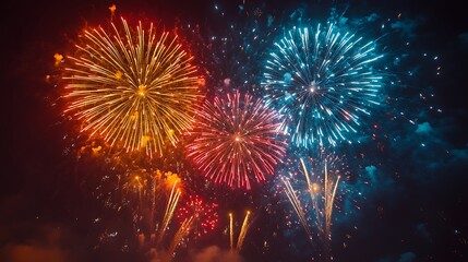 Fototapeta premium Vibrant night sky fireworks celebration display high resolution hd image