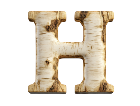 Rustic wooden letter h on a dark background, vintage typography image 