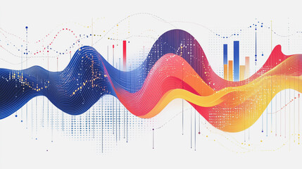 Abstract white background with Colorful charts and graphs with statistics to innovative analyze business potential and forecast future development of companies growth.