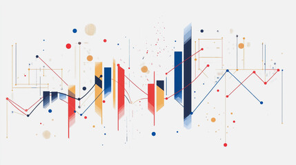 Abstract white background with Colorful charts and graphs with statistics to innovative analyze business potential and forecast future development of companies growth.