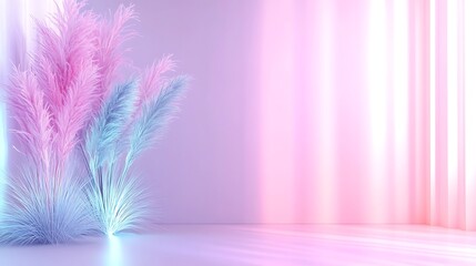 Obraz premium Pastel Pampas Grass in a Minimalist Room Setting