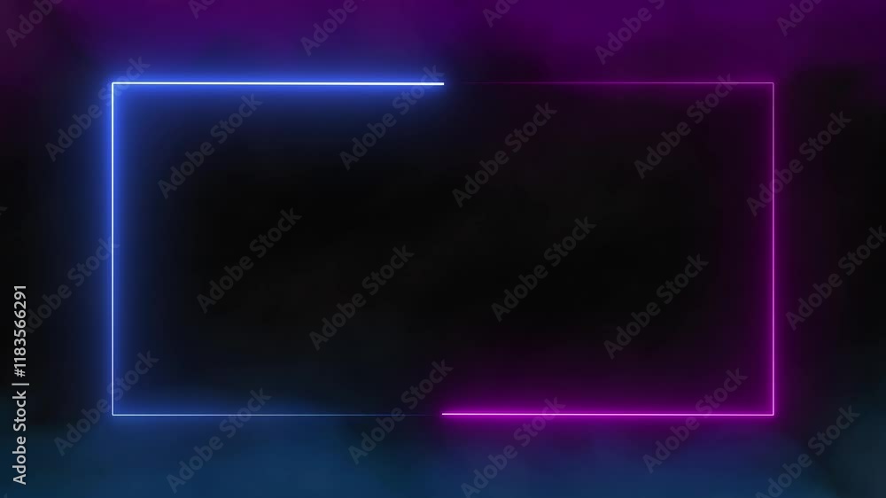 Aufkleber rectangular frame made of two moving neon lights,abstract background overlay,animation of animated b