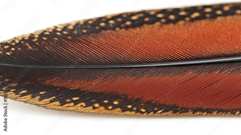 Poster close-up of a bird feather with intricate texture and pattern