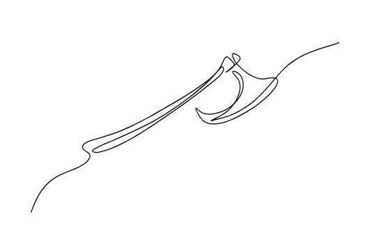 One continuous line ax .Single line of lumberjack concept.