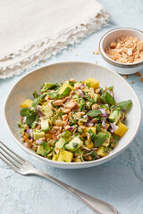 Sprouted Lentil Salad with Mango and Avocado Pieces