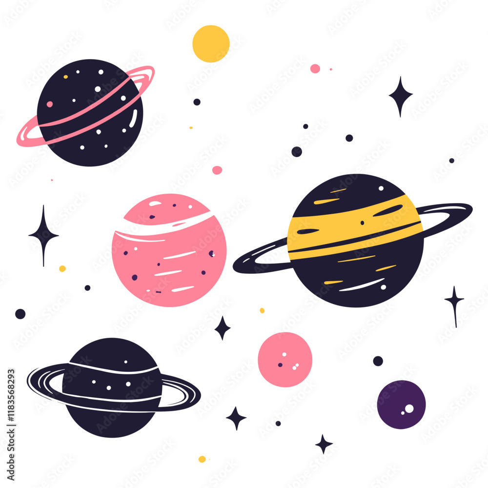 Canvas Prints a group of planet illustration universe planets vector