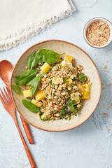 Sprouted Lentil Salad with Mango and Avocado Pieces