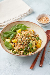 Sprouted Lentil Salad with Mango and Avocado Pieces