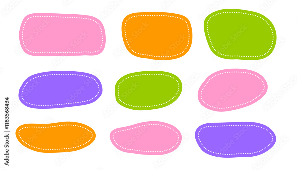 Poster doodle style frame collection. set of textbox elements. empty speech bubbles for quote
