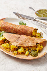 Potato Dosa with Herb Dip