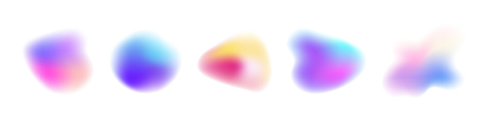 Soft organic shapes collection. Set of colorful liquid blurred gradient elements. Y2K minimalist design