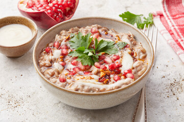 Aubergine and Lentil Bake with Pomegranate