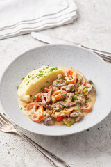 Lentil and Vegetable Stew with Mashed Potato