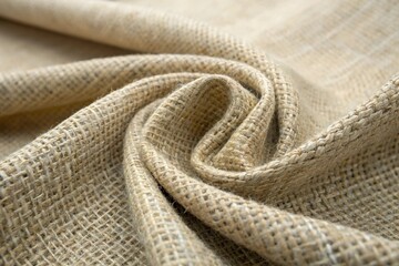 Burlap fabric folded with rough texture. Natural textile and material