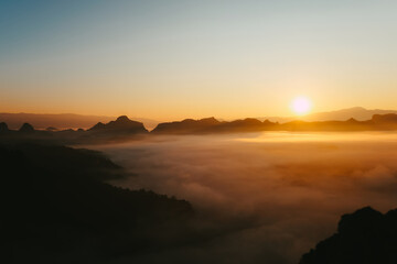 Obraz premium The sea of fog at Phuphamok,This mountain is located in Pang Mapha District, Mae Hong Son Province.Thailand.