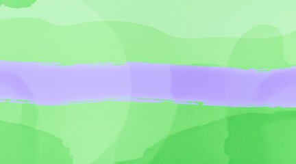 Abstract watercolor with a horizontal purple stripe on a layered green background