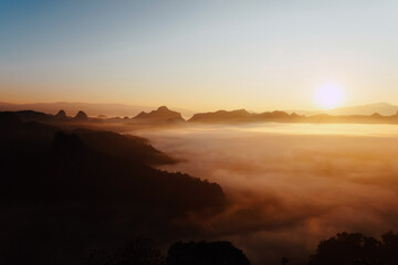 The sea of fog at Phuphamok,This mountain is located in Pang Mapha District, Mae Hong Son Province.Thailand.