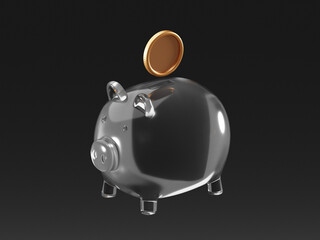 Deposit money profit finance currency isolated background of glass piggy bank box business cash investment coin banking economy increase financial 3d concept. Wealth saving success digital wallet.