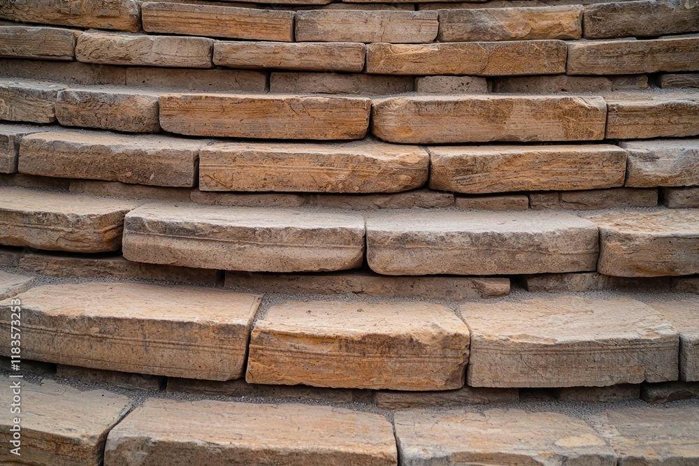 Poster architecture aerial plan concept. stone steps arranged in a circular pattern, showcasing texture and