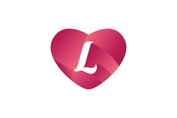pink love with letter L logo design concept