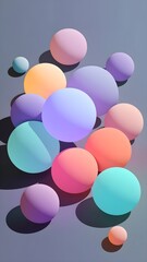 Modern Floating Abstract Spheres Wallpaper in Muted Bright Colors