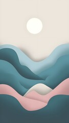 Minimalist Abstract Mountain Layers Wallpaper in Muted Pastels