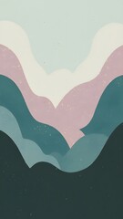 Minimalist Abstract Mountain Layers Wallpaper in Muted Pastels
