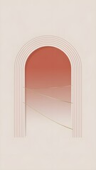 Minimalist Modern Arch Wallpaper in Muted Warm Tones