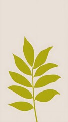 Minimalist Leaf Silhouette Wallpaper in Muted Bright Green