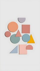 Modern Minimalist Geometric Shapes Wallpaper with Muted Bright Colors
